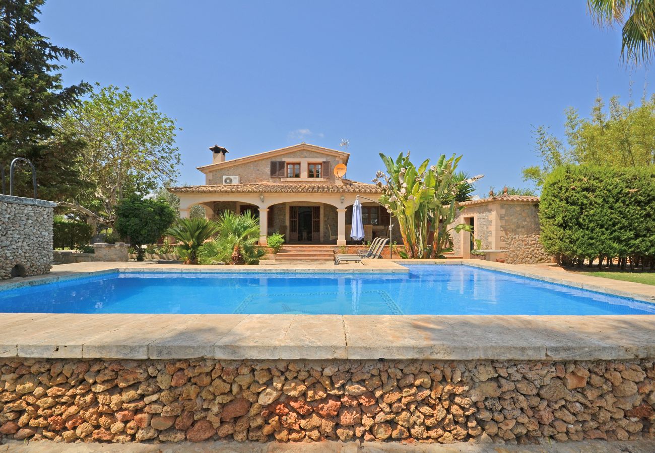 Blick auf den Pool von Tiraset, Landhaus in Llubí