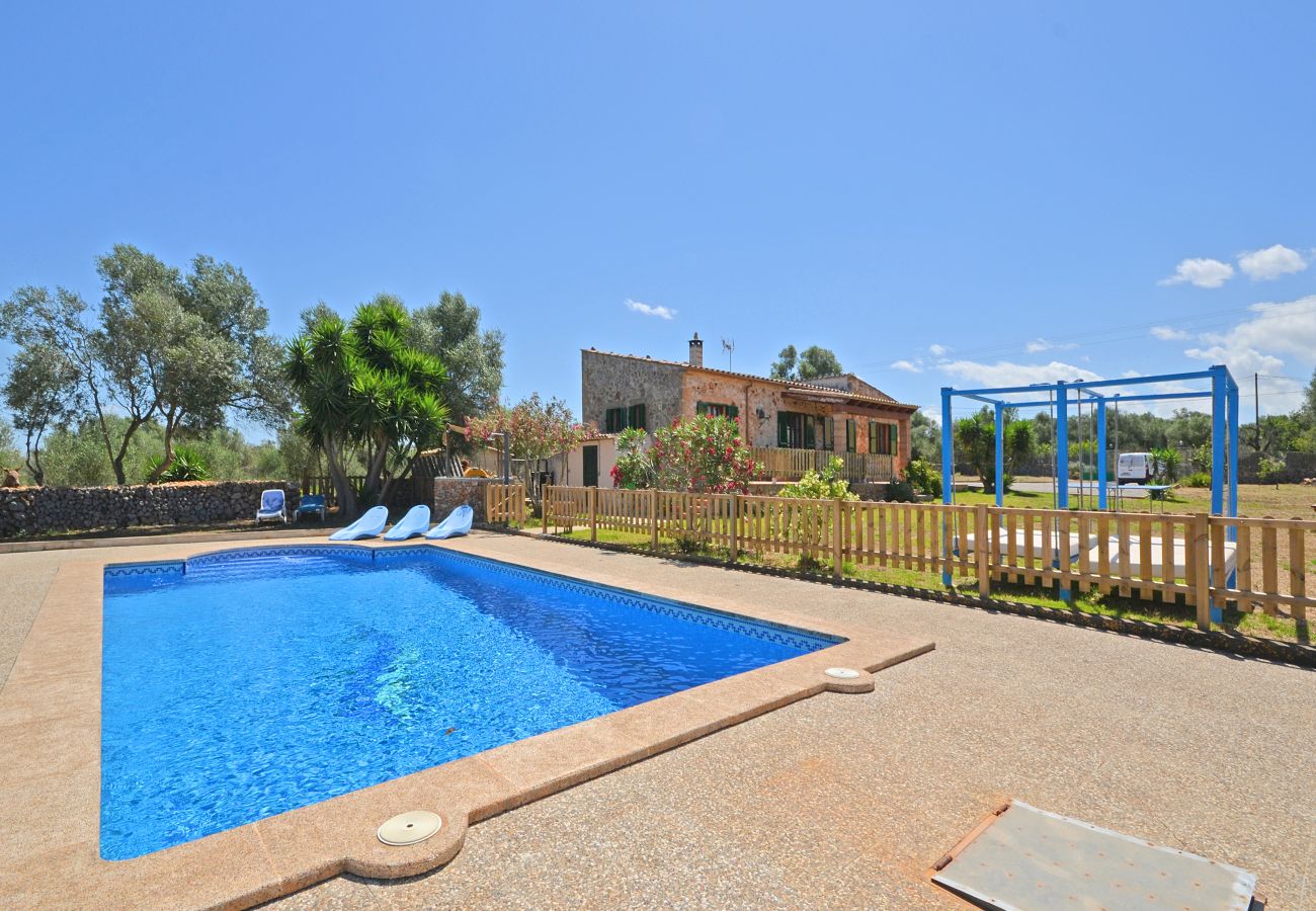 Blick auf den Pool von Calderitx, Landhaus in Ariany, Mallorca