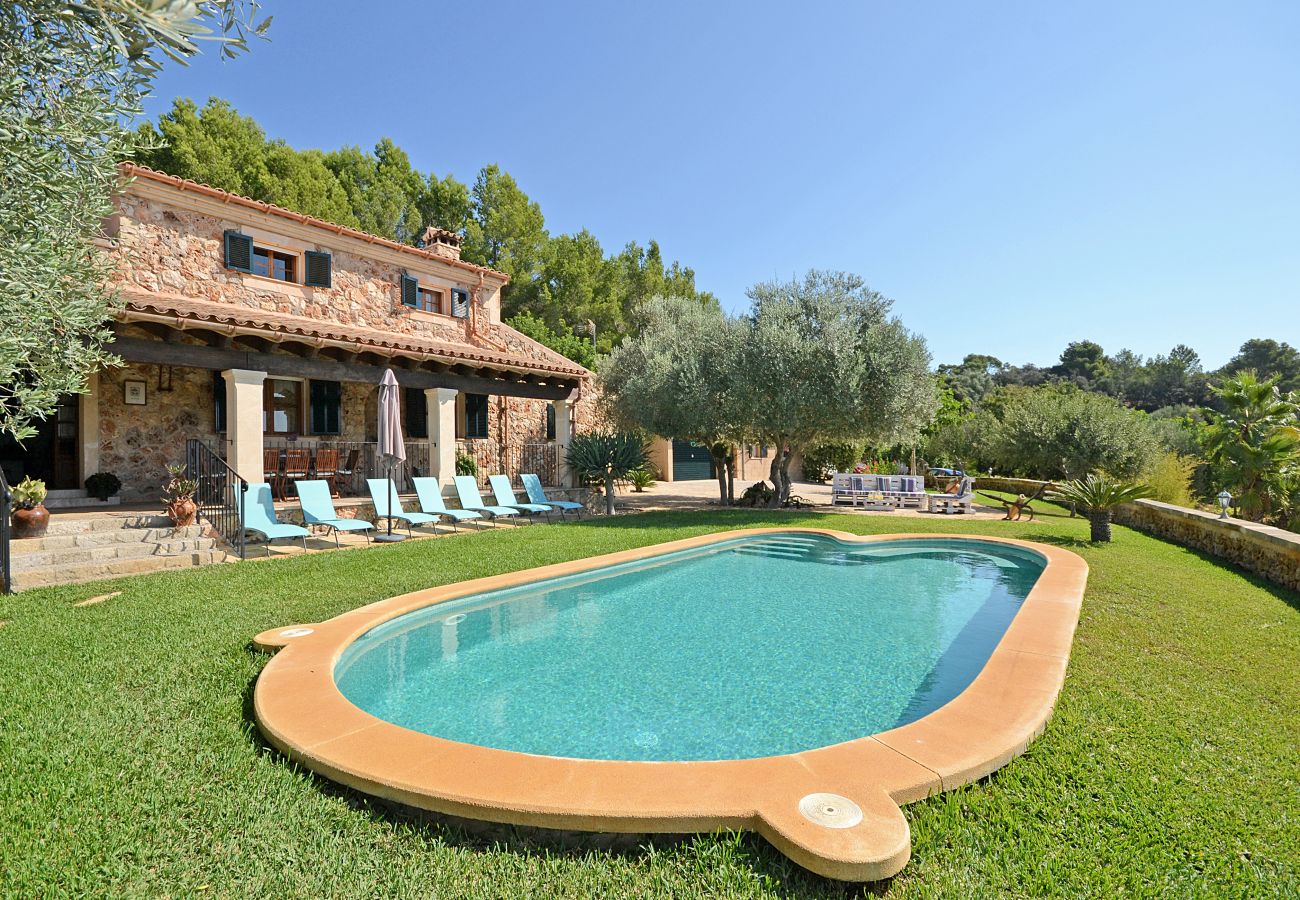 Blick auf den Pool von Cocons, Landhaus in Sineu, Mallorca